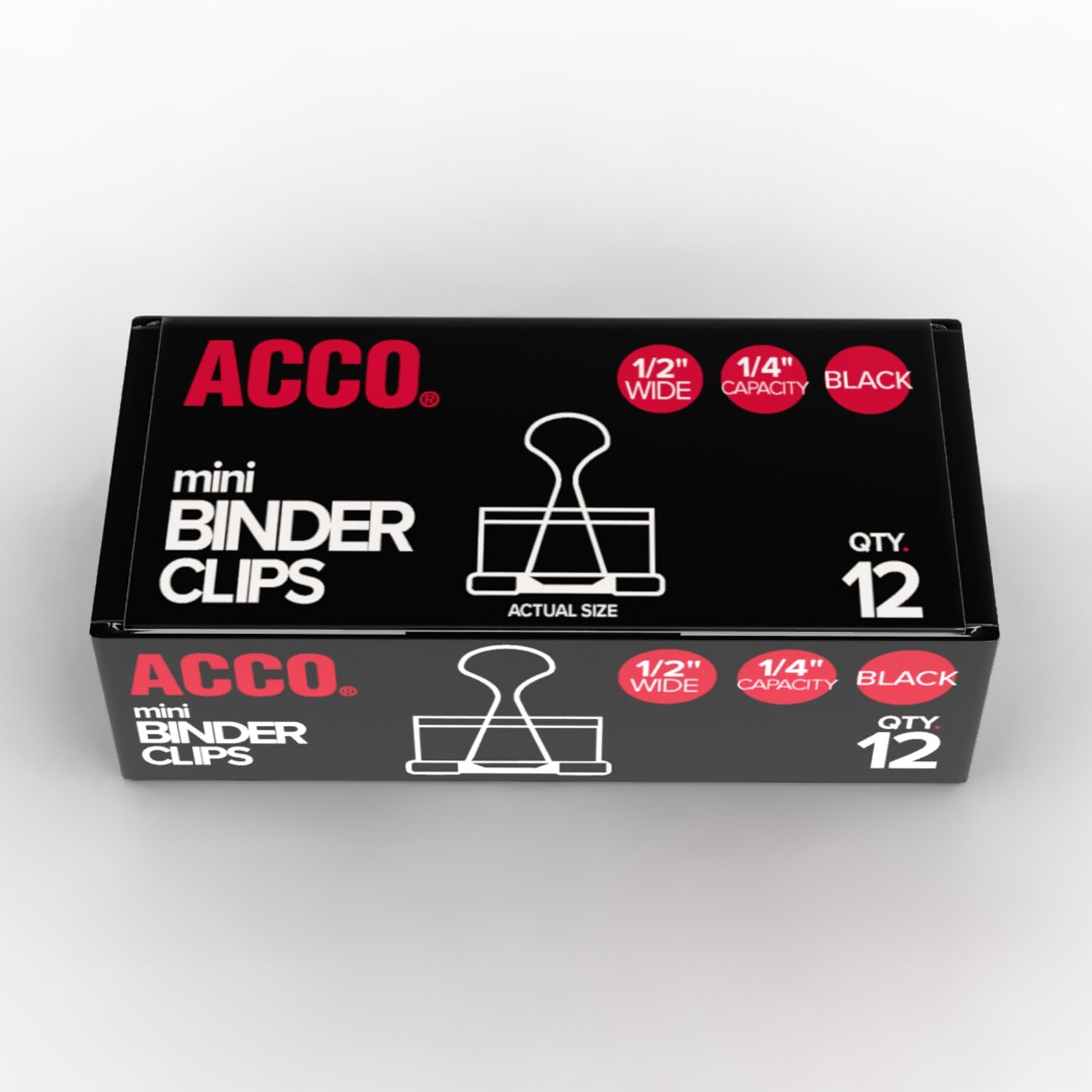 ACCO Binder Clips, Mini, Black, Dozen (A7072010)
