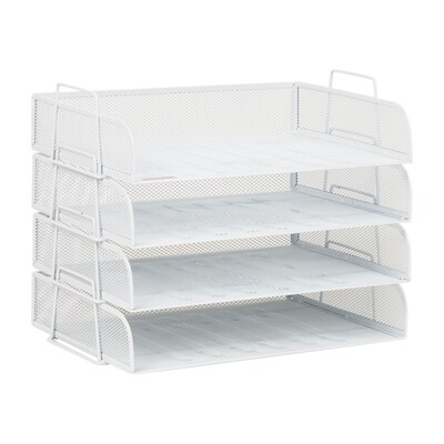Mind Reader Metal Side Loading Stackable Letter Tray, White (DSTACK4-WHT)