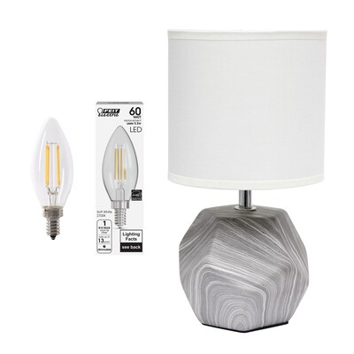 Simple Designs Geometric Prism Mini 10.24" LED Table Lamp, Marbled (LT2065-MBL-LB)