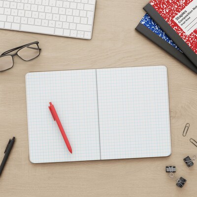 Staples Composition Notebook, 7.5" x 9.75", Graph Ruled, 80 Sheets, Red/White (ST55069)