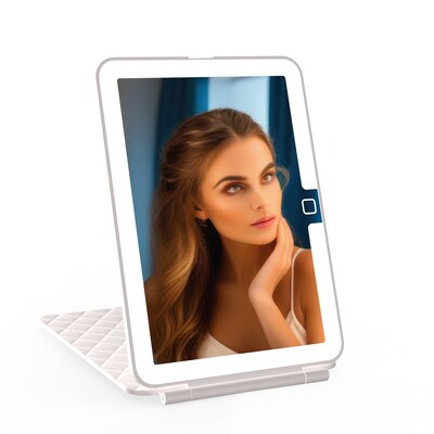 LED Vanity Travel Mirror, Touch Dimming, 3 Color Lights