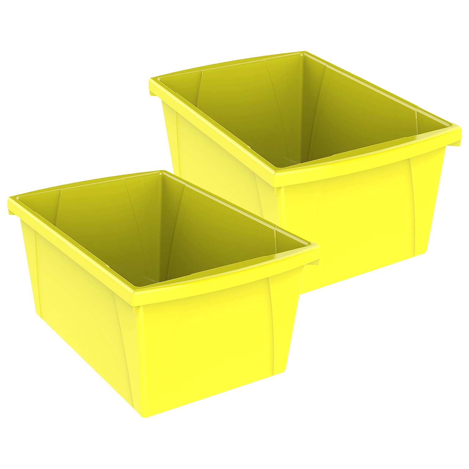 Storex Plastic Medium Classroom Storage Bin, 16.75x 11.87x 8.28, Yellow, Pack of 2 (STX61484U06C-2)