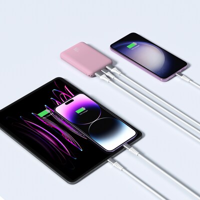 LAX 6600mAh Power Bank with USB-C & USB, Pink (RC66PN)