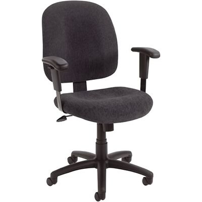 Boss Black Fabric Task Chair W/Adjustable Arms, Black (B495-BK)