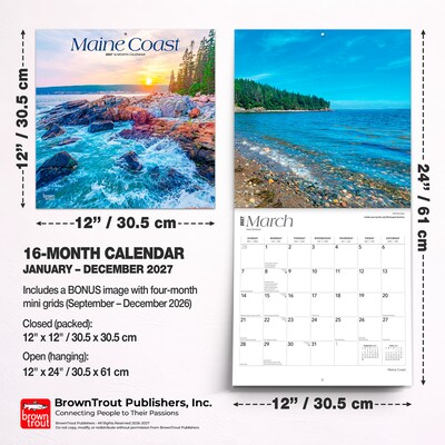 2027 BrownTrout Maine Coast 12" x 12" Monthly Wall Calendar (9798330710645)