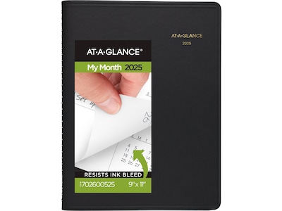 2025 AT-A-GLANCE 9 x 11 Monthly Planner, Faux Leather Cover, Black (70-260-05-25)