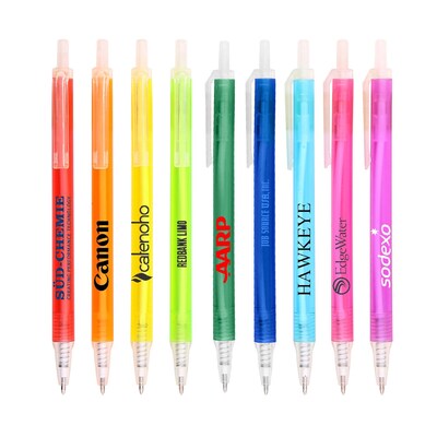 Custom Amber Frosted Translucent Stick Click Pen