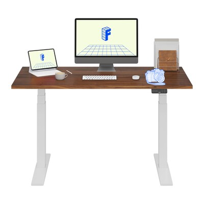 FlexiSpot E7 Commercial 55W Electric Adjustable Standing Desk, Black Walnut/White (E7WCOM5528-BW)