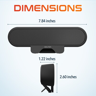 Delton P150 Clip-On 10-Watt Computer Speaker, USB-A, Black (DSP150C-U)