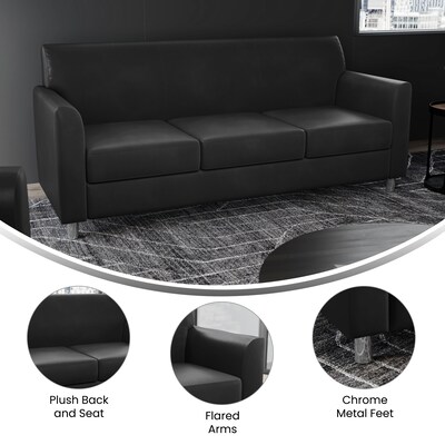 Flash Furniture Hercules Diplomat LeatherSoft Sofa, Black/Chrome Legs (BT8273BKCHR)
