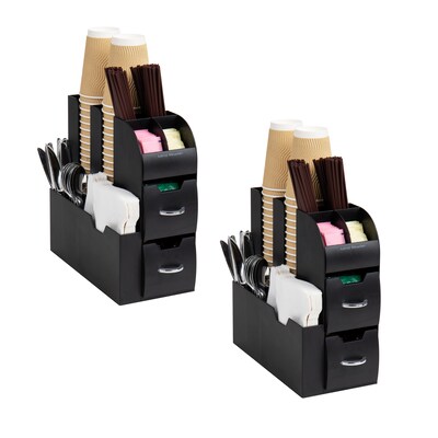 Mind Reader 11-Compartment Coffee Cup and Condiment Organizer, Black, 2/Pack (2CAD01-BLK)