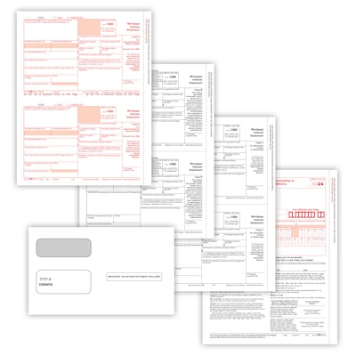 ComplyRight 2024 1098 Tax Form Envelopes, 3-Part, 2-Up, Copies A, B, C and/or State, 10/Pack (6108E1