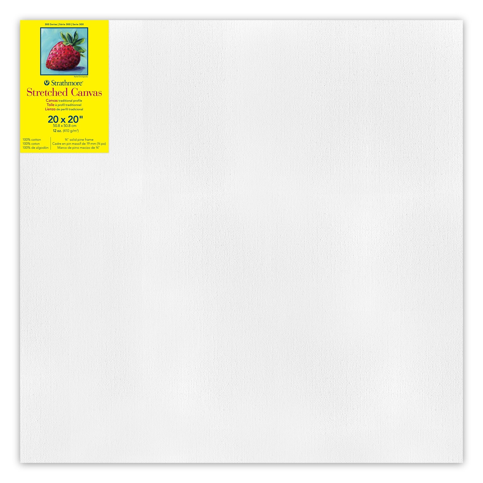 Strathmore 300 Series Primed Traditional Stretched Canvas, 20x20 inch (STT31302)