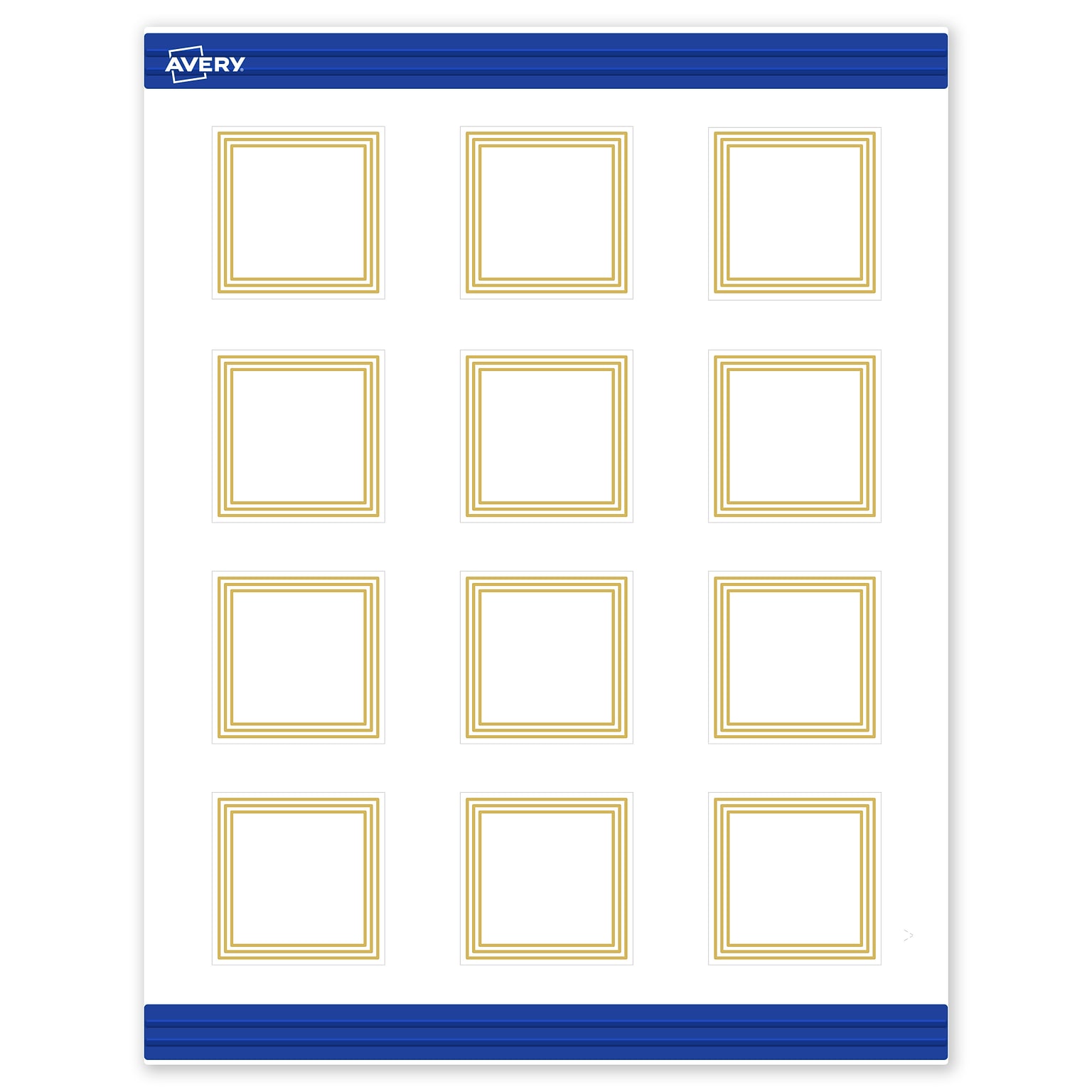 Avery Gold Multi-Lined Border Matte Blank Card, White, 120/Pack (S00-DHN)