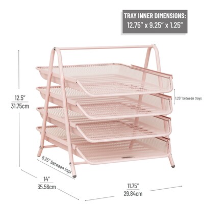 Mind Reader Metal Mesh Front Loading Letter Tray, Letter/Legal Size, Pink (4TPAPER-PNK)