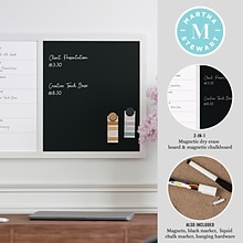 Martha Stewart Everette Magnetic Chalk-Dry Erase Weekly Calendar Combo Set, Engineered Wood Frame, 2