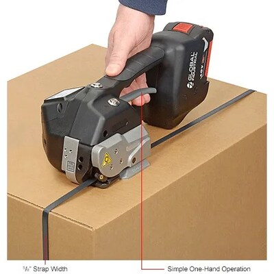 Global Industrial Battery Operated Polyester Strapping Tool For 5/8" Strap Width (412658)