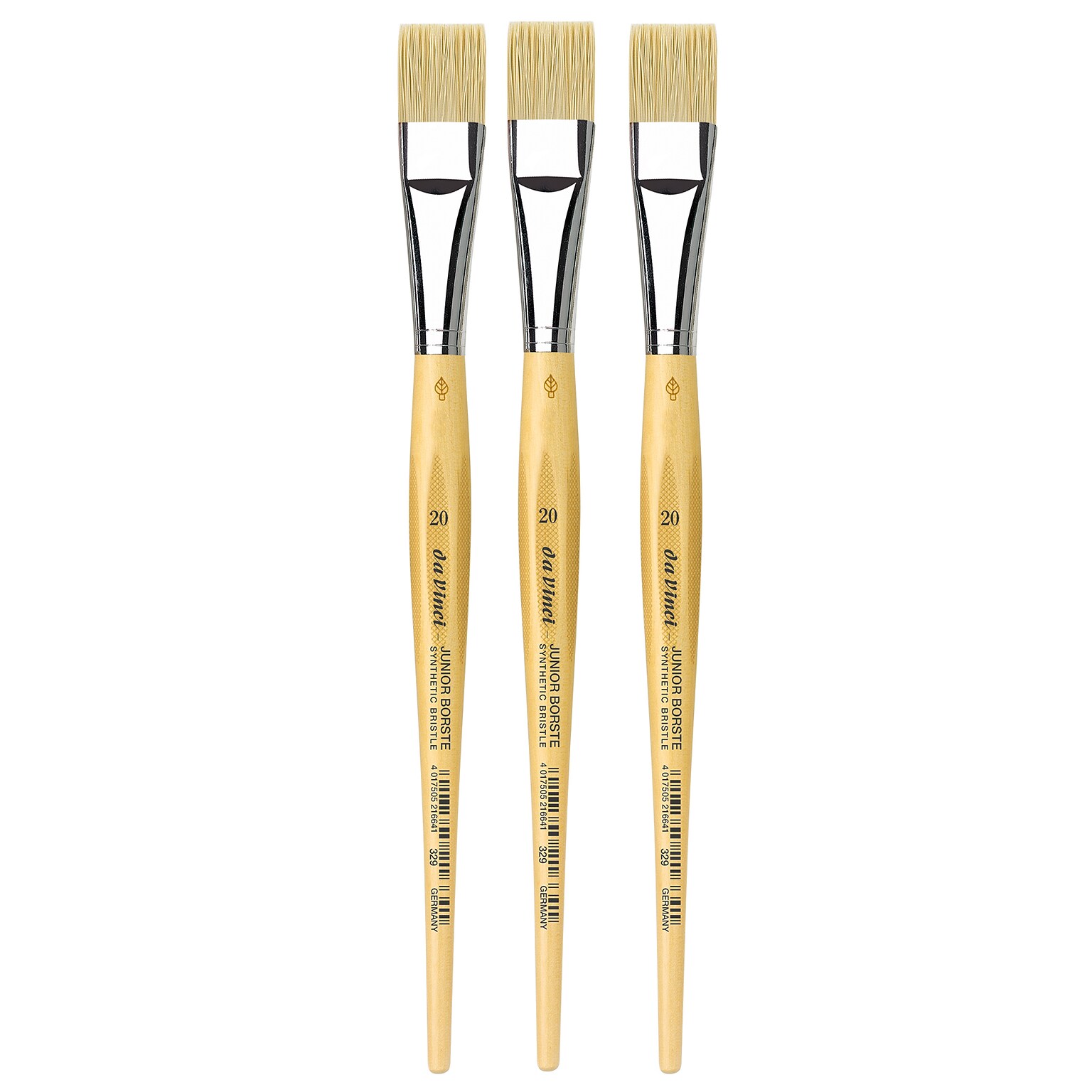da Vinci JUNIOR Mixed Media Synthetic Bristle, Flat Brush, 3/Bundle (DVXVA32920-3)