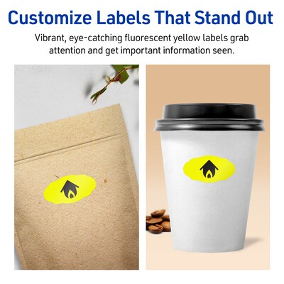 Avery Oval Scalloped Laser/Inkjet Multipurpose Labels, 1-1/8" x 2-1/4", Neon Yellow (840/Box)