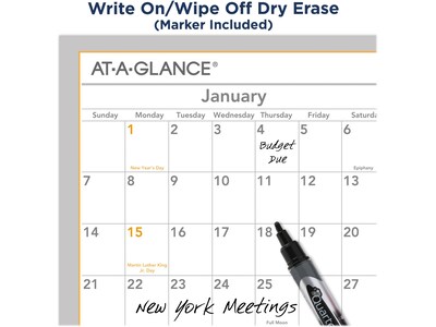 2024 AT-A-GLANCE WallMates 24 x 18 Yearly Dry-Erase Calendar, White/Gray (AW5060-28-24)