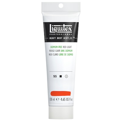 Liquitex Professional Heavy Body Acrylic Paint Tube, Cadmium Free Red Light, 138 mL (LIQ4417893)