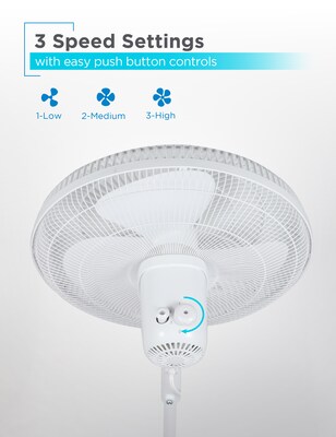 Black & Decker 16" Oscillating Pedestal Fan, 3-Speed, White (BFP16MXW)