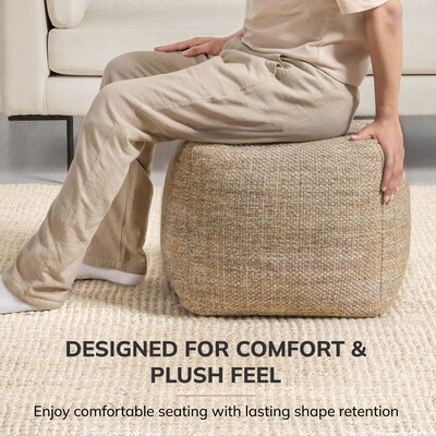 Anji Mountain Sierra Cocoa Fabric Square Pouf Ottoman (AMBPF178-1616)