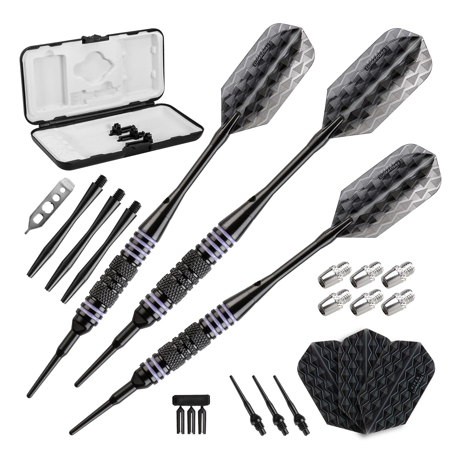 Viper Bobcat Adjustable Soft Tip Darts Purple Rings, 16-18 Grams (20-0918-16)