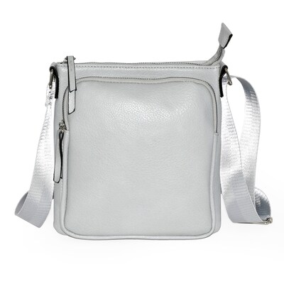 Nicci Cross-Body Bag with Front Zipper Pocket, Light Grey (NH08-LGRY)
