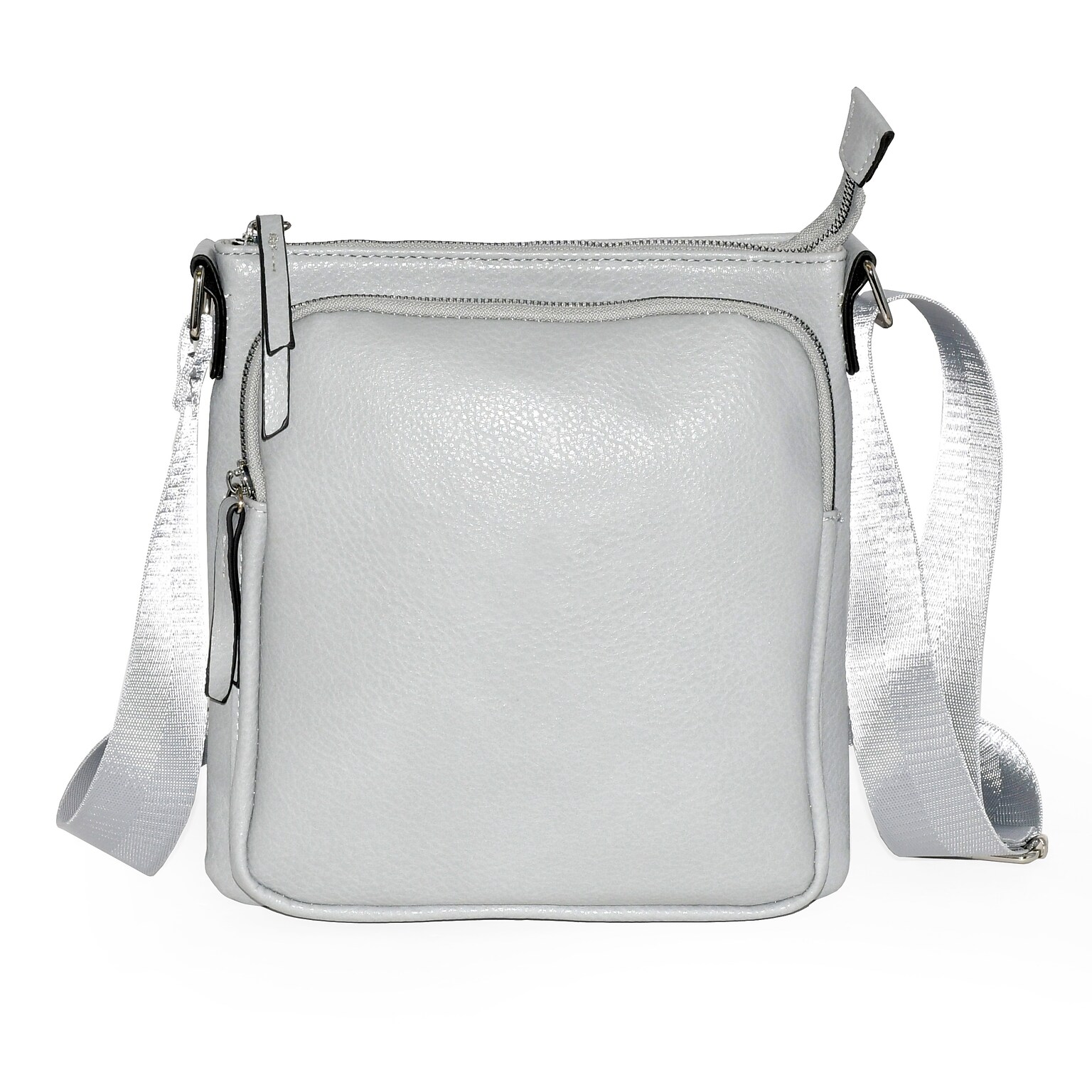 Nicci Cross-Body Bag with Front Zipper Pocket, Light Grey (NH08-LGRY)