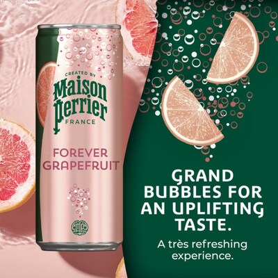 Perrier Flavored Pink Grapefruit Sparkling Mineral Water, 11.15 oz., 8 Cans/Pack (NES64835)