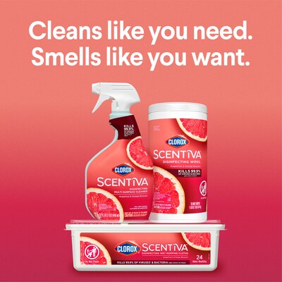 Clorox Scentiva Disinfecting Wipes, Grapefruit & Orange Blossom Scent, 75 Wipes/Container (60036