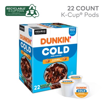 Dunkin Cold Caramel Iced Coffee Keurig® K-Cup® Pods, Medium Dark Roast, 22/Box (5000375314)