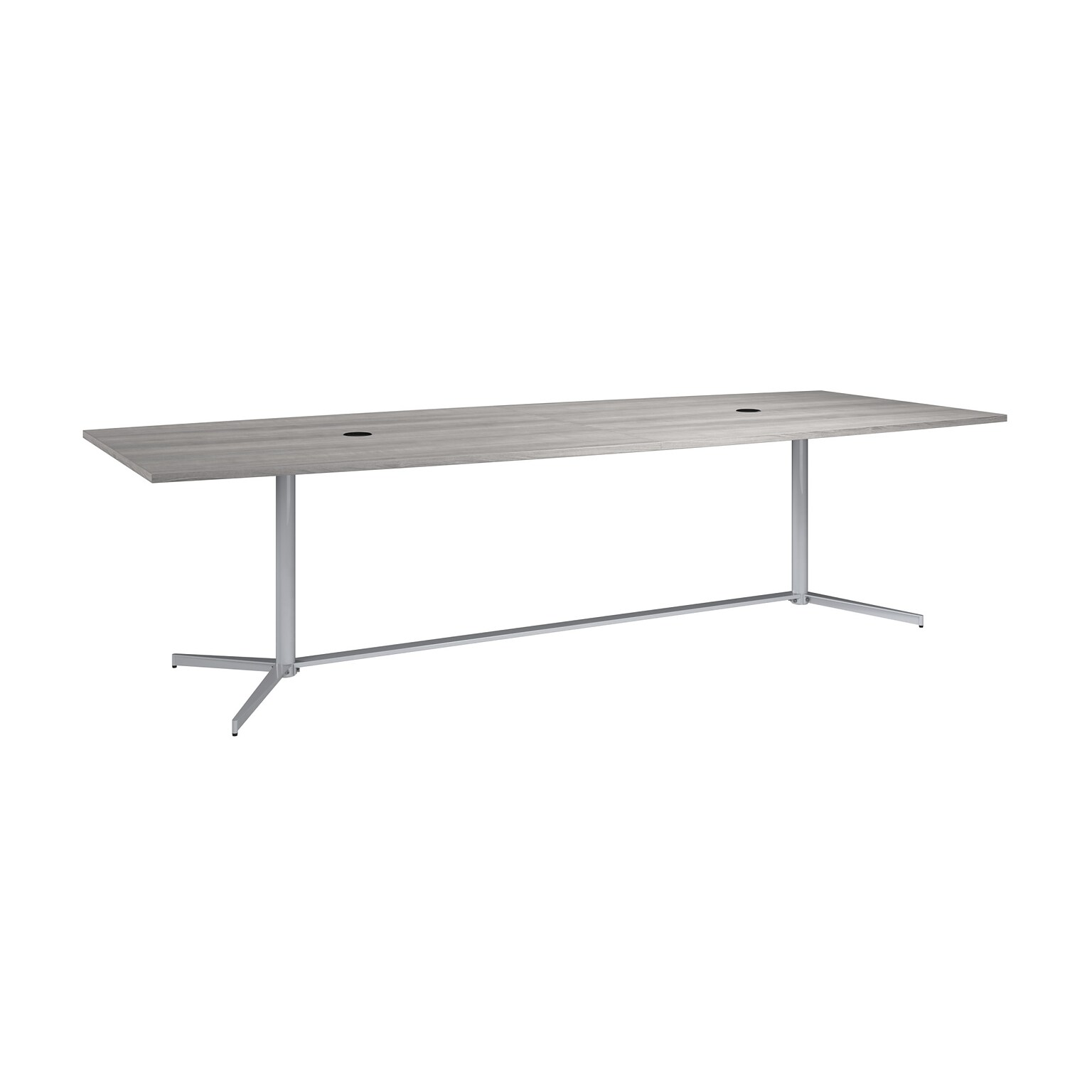 Bush Business Furniture 120W x 48D Boat Shaped Conference Table with Metal Base, Platinum Gray (99TBM120PGSVK)
