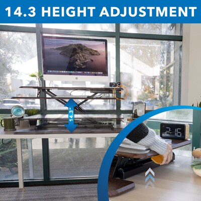 Mount-It! 48 in. Black Extra-Wide Height Adjustable Standing Desk Converter