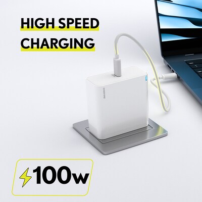 Overtime W49 100W USB-C Fast Wall Charger for Laptops and Phones with GaN 3 Technology, White (OCW49WH)