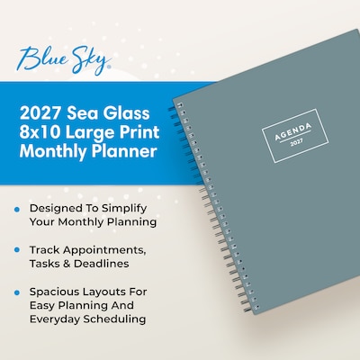 2027 Blue Sky 8" x 10" Monthly Planner, Sea Glass (164013)
