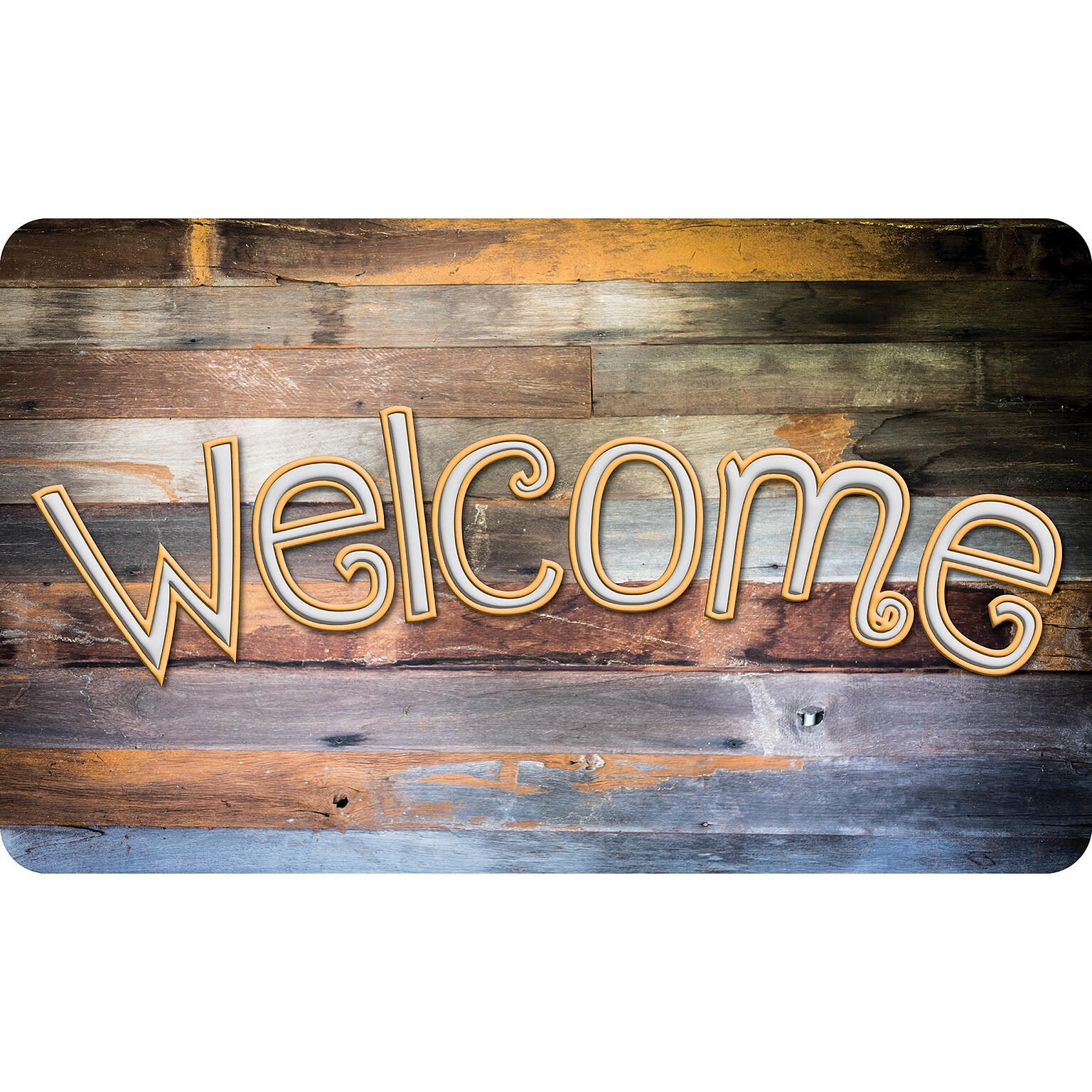 Ashley Productions The Original Fun Mat, Welcome Mat, 18 x 30, Reclaimed Wood Welcome (ASH91303)