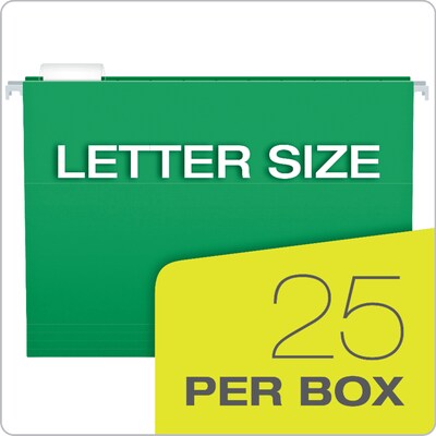Pendaflex Recycled Hanging File Folders, 1/5 Tab, Letter Size, Bright Green, 25/Box (81610)