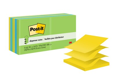 Post-it Pop-up Notes, 3 x 3, Floral Fantasy Collection, 100 Sheets/Pad, 12 Pads/Pack (R330-12AU)