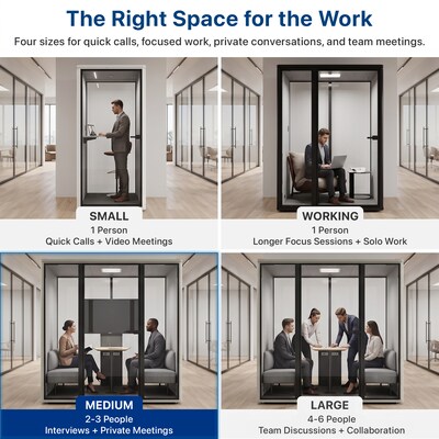 Uncaged Ergonomics Modular Acoustic Office Pod with Ventilation, Lighting and Power, Medium, White (POD-M-White)