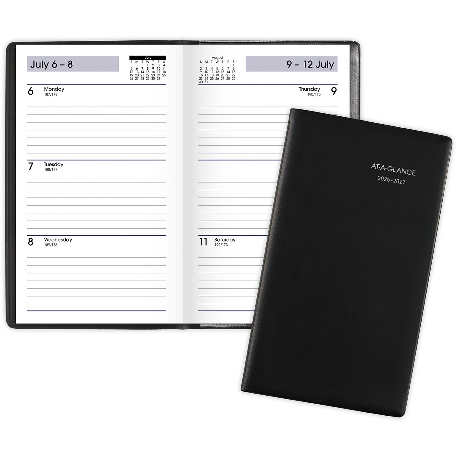 2026-2027 AT-A-GLANCE DayMinder 3.5 x 6 Academic Weekly Planner, Black (AY48-00-27)