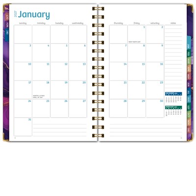 2027 Excello Brands 6" x 8" Weekly & Monthly Standard Planner, Paperboard Cover, Pink Purple Marble (FSHN-CY27-58-22)
