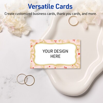 Avery Gold-Pink Berries Matte Blank Card, White, 80/Pack (S00-FGC)