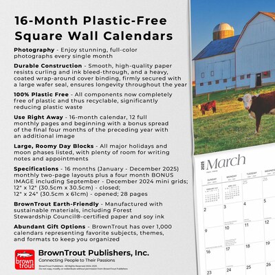 2025 BrownTrout Barns 12" x 12" Monthly Square Wall Calendar (9781975474492)