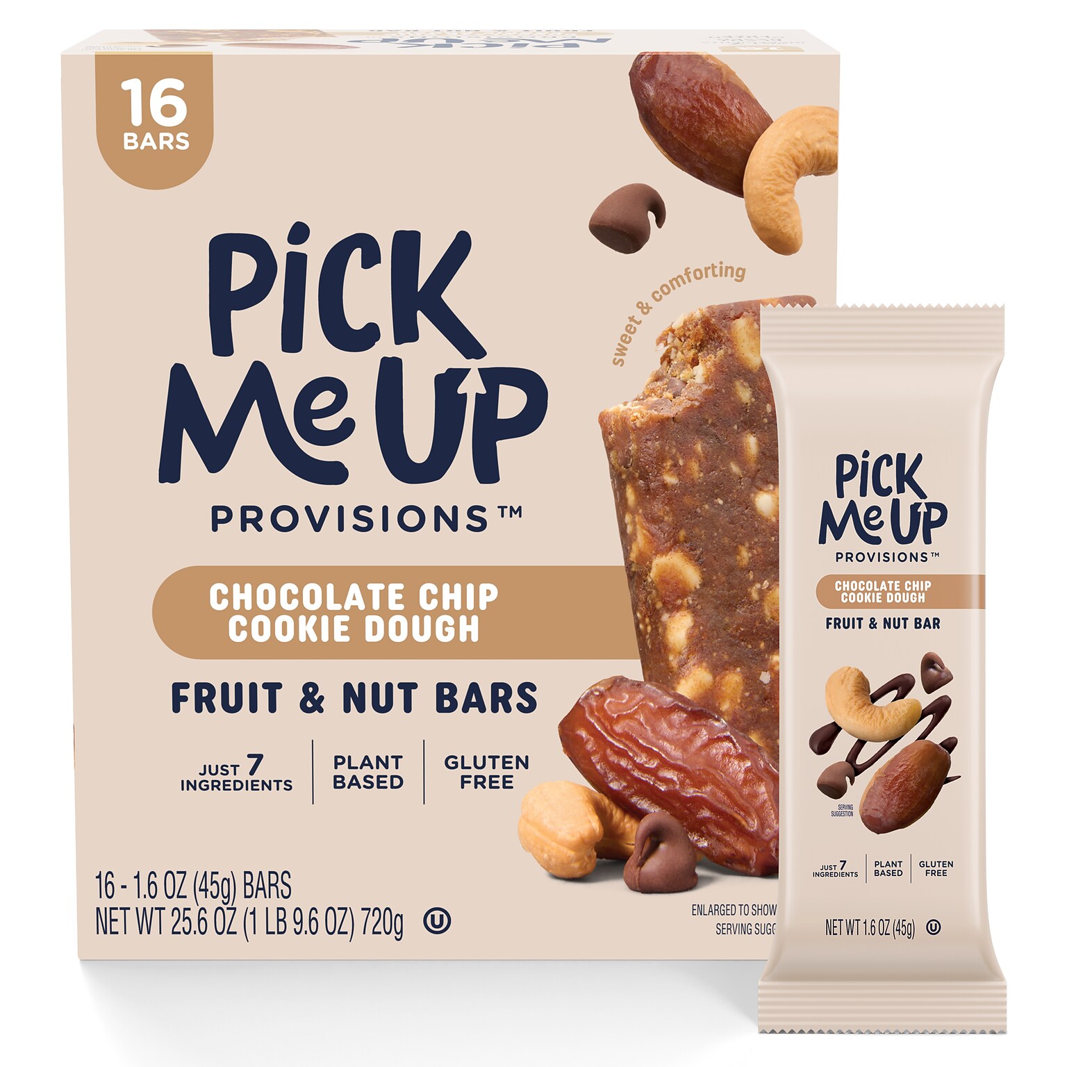 Pick Me Up Provisions™ Gluten Free Chocolate Chip Cookie Dough Fruit & Nut Bar, 1.6 oz., 16 Bars/Box (PM63402)