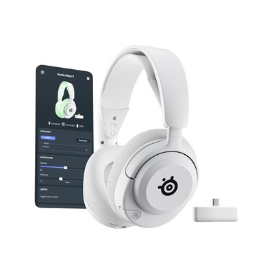 SteelSeries Arctis Nova 5X Wireless Noise Canceling Bluetooth Stereo Gaming Headset, USB-C, Xbox, White (61677)