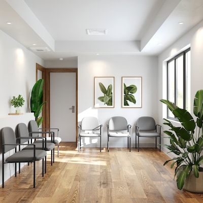 Flash Furniture Tiffany Vinyl Reception Side Stacking Chair, Gray (BT5161GRYVINYL)