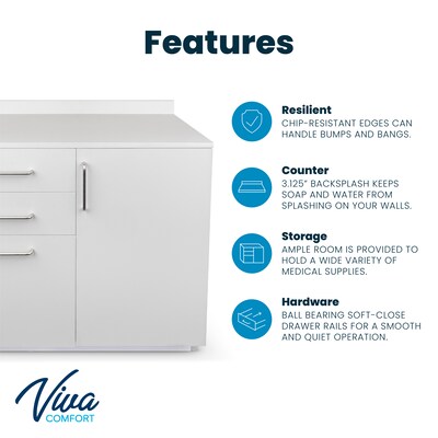 Viva Comfort 36.32"H x 36"W Exam Room Medical Cabinet, 3-Drawers, Gray (ADI902-B-36-N-GRY)