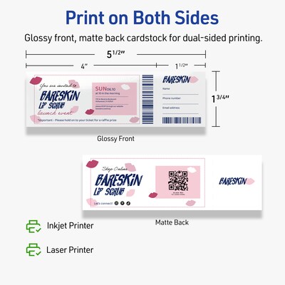 Avery Integrated Cards, 1-3/4" x 5-1/2", Glossy White, 500/Box (95288)